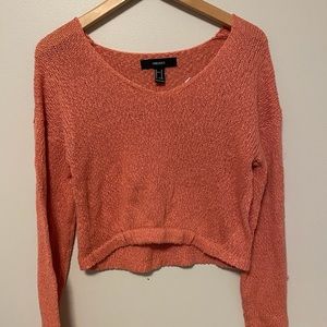 Cropped long sleeve knitted shirt